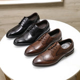 Advbridge Handcrafted Mens Wingtip Oxford Shoes Genuine Calfskin Leather Brogue Dress Shoes Classic Business Formal Shoes Man
