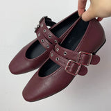 Advbridge Fashion Buckle Strap Women Flats Mary Janes Shoes Casual Round Toe Luxury Female Footwear Shallow Ladies Flats With Shoes