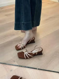 ADVBRIDGE  -  Kitten High Heels Open Toe Sandals Cross Narrow Band Low Slippers Stylish Comfortable Sexy Multi-work Shoes Flat Heels