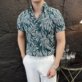 ADVBRIDGE  -  Floral print men's short-sleeved shirt, stylish summer new shirt with stand-up collar tops