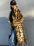 Advbridge Winter Long Warm Thick Leopard Fluffy Faux Fur Coat Women Tiger Print Runway Loose Luxury Designer Clothing Women