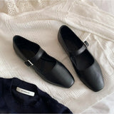 ADVBRIDGE  -  High Heeled Leather Shoes Women's Spring and Summer Soft Soled Soft Leathe Pumps One Button Buckle with Shallow Mouth Flat Shoes