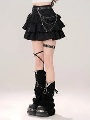 Advbridge Black Gothic Mini Skirts Women Punk Y2k Grunge Short Skirt Korean Harajuku Kawaii 2000s A-line Cake Skirts Aesthetic