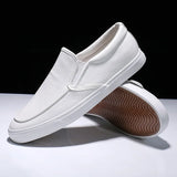 ADVBRIDGE  -  Spring Summer Men Flat Soft Leather Shoes Non-slip Fashion Slip on Male Black White Shoes KA1187