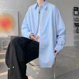 ADVBRIDGE  -  M-5XL Plus Size Men's Striped Long Sleeve Shirt Loose Fit Button Up Tops For Office Dinner Party Single Breasted Autumn Clothing