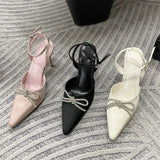 ADVBRIDGE  -  New Design Crystal Butterfly-knot Thin High Heels Women Pumps Elegant Buckle Strap Pointed Toe Wedding Party Shoes