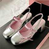 ADVBRIDGE  -  Spring Fashion Round Toe Buckle Strap Women Pumps Sandals Square Heels Banquet Dress Ladies Shoes Zapatos De Mujer