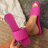 ADVBRIDGE  -  Women's Slippers Summer Selling Sexy Braided Red Square Toe Flat Flip-Flops Fashion Beach Mules Casual Indoor Home Slippers