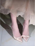 Advbridge Elegant Champagne Color High Heels Shoes Women Summer New Pointy Bow Stilettos Female French Sexy Style Satin Single Shoes