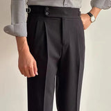 Advbridge Men's Light Luxury Fitting Well Draped Baggy Suit Pants Casual Button-down Solid Color Straight Premium Elegant Dress Pants