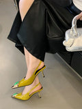 ADVBRIDGE  -  Spring Design Inlay Diamonds Woman Pumps Sexy Thin Low Heels Pointed Toe Elegant Slingbacks Prom Banquet Mules Shoes