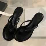 ADVBRIDGE  -  Summer Fashion Round Clip Toe Beach Slippers Women Thin Low Heels Casual Sandals Flip Flops Shoes Zapatos De Mujer