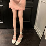 Advbridge Fashion Sandals Women New High Quality Real Leather Square Head Open Heel Ankle Buckle Strap High Heel Modern Open Shoes