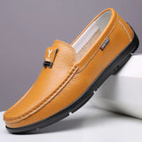 ADVBRIDGE  -  Casual Leather Shoes for Men Spring\summer Hollowed Out New Leather Men's Set Shoe Light Soft Flat Bottomed Mens Leather Shoes