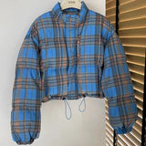 Advbridge Fashion Plaid Women's Winter Down Jacket Short Small Coats  White Duck Down Padding New Outerwear Korea College Style Jacket