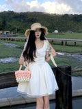 Advbridge White Sweet Elegant Short Party Dress Woman Casual Short Sleeve Korean Fashion Dress Chiffon Outfits Kawaii Lace Dress 2024 New