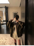 Advbridge Spring Autumn Cool Handsome Retro Oversized Distressed Brown Soft Faux Leather Jackets for Women Zipper Runway Fashion