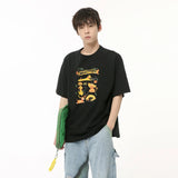 Advbridge Summer Loose Men's T-shirt Korean Style High Street Casual Round Collar Cartoon Print Short Sleeved Male Tops 2024 New Fashion