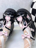 Advbridge Japanese Kawaii Lolita Mary Janes Shoes Women Heart-shape Vintage Sweet Pumps Shoes Female Cross-tied Elegant Fashion Shoes