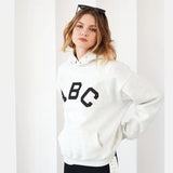 Advbridge Oversized Fleece Hoodies Women Winter Streetwear Vintage Hooded Sweatshirts Long Sleeve Warm Cotton ABC Graphic Hoodie For Women