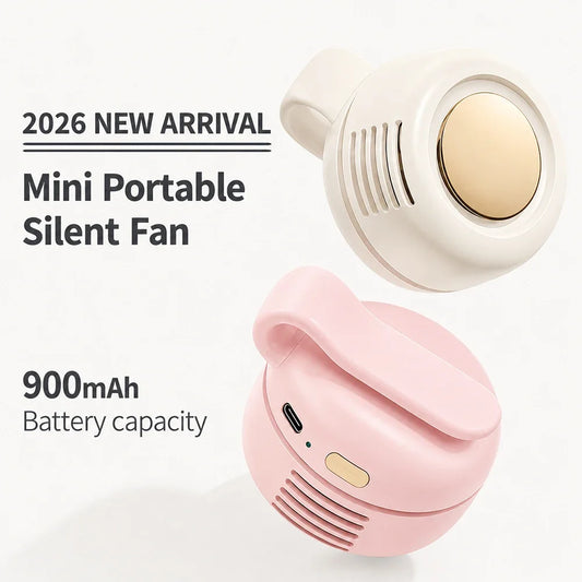 Mini Whirlwind Leafless Fan 3-Speed Silent Strong Wind USB Rechargeable Handsfree Waist Clip Handheld for Outdoor Travel Hiking