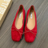 ADVBRIDGE  -  Red New Women Flat Shoes Fashion Shallow Slip On Ladies Elegant Ballerinas Shoes Soft Flat Heel Outdoor Casual Mary Jane S