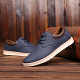 ADVBRIDGE  -   Men Leather Casual Shoes Platform Brand Comfortable Flat Shoes for Men Trendy Men Sneaker Oxfords Shoes Zapatos De Hombre