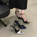 ADVBRIDGE  -  Pointed Toe Belt Buckle Super High Heel Women Sandals Fashion Open Toe Thin Heel Sandals Simple Comfortable Ankle Strap Pumps