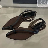 ADVBRIDGE  -  Summer Pointed Clip Toe Flat Heels Women Sandals Fashion Buckle Strap Casual Beach Party Flip Flops Shoes
