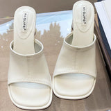 ADVBRIDGE  -  Fashion Square Toe Zebra Print Slide Sandals Shallow Chunky Heel Open Toe High Heels Summer Comfortable Non-slip Women Sandals
