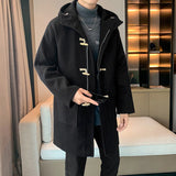 Advbridge Horn Button Hooded Men's Winter Long Coat New in Coats and Jackets Male Clothes Man Trench Clothing Woolen Overcoat 2024