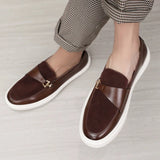 ADVBRIDGE  -  Newrst Men's Casual Slip-on Moccasins Classic Burgundy Buckle Decorated Loafers Mens Board Shoe Driving Flats