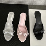Advbridge Butterfly-knot Peep Toe Women Slippers Fashion Thin Heels Sandals Casual Party Dress Slide Summer Shoes