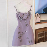 Advbridge Purple Gentle Three-dimensional Butterfly Suspender For Women, A Niche Design High-end Western Style Dress