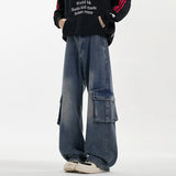ADVBRIDGE  -  Baggy Jeans Men Oversized Retro Pocket Cargo Jeans Men Streetwear Hip-hop Loose Wide Leg Jeans Mens Vintage Denim Trousers