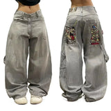 Advbridge Pocket Letter Embroidery Clearance Spot Jeans Women Couple Jeans Harajuku Street Y2K Multi Casual Joker Straight Wide-leg Pants