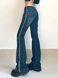 ADVBRIDGE Vintage Jeans for Women aesthetic Low Rise Flare Pants Fashion cyber y2k Streetwear Denim Trousers femme Retro Korean