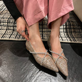 Advbridge new spring women pumps natural leather 22-24.5cm length Glitter +pigskin pointed toe Crystal cross strap Mary Jane shoes