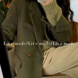 Advbridge Woolen Blazer Women Autumn Winter Oversized Design Thick Quilted Coats Korean Fashion Elegant Aesthetic Jacket Women