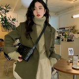 Advbridge Woolen Blazer Women Autumn Winter Oversized Design Thick Quilted Coats Korean Fashion Elegant Aesthetic Jacket Women