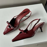 Advbridge Fashion Slingbacks Pointed Toe Woman Pumps Sandals Elegant Wedding Party Buckle Strap Thin Heels Female Shoes