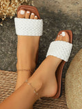 ADVBRIDGE  -  Women's Slippers Summer Selling Sexy Braided Red Square Toe Flat Flip-Flops Fashion Beach Mules Casual Indoor Home Slippers