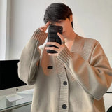 Advbridge Men's Korean Review Clothes Luxury Retro Knit Cardigan Long Sleeve Streetwear Stylish Sweater Leisure Coat Fashion Knitwear