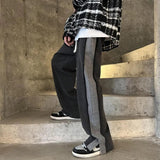 Advbridge Patchwork Mopping Trousers Jeans Men Korean Style Street Fashion High Street Loose Casual Drawstring Jean Pants Men