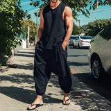 ADVBRIDGE  -  Summer Daily Casual Mens Two Piece Suits Fashion Solid Color Tank Tops And Harren Pants Sets Men Leisure Sleeveless Outfits