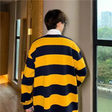 Advbridge Tops Stripe Male Clothes Baggy T Polo Shirts for Men Sweatshirts Korean Autumn Harajuku Fashion Bulk Streetwear Social Size S F
