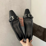 ADVBRIDGE  -  Retro Belt Buckle Design High Heels Women Shoes Square Toe Elegant Low Heel Office Shoe Fashion Brand Mules Pumps Women Footwear