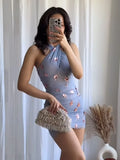 ADVBRIDGE  -  Elegant Sequin Blue Mini Evening Dress 2025 Sexy Halter Slim Fit Short Dresses Women High Waist Backless Party Lady Chic Vestido