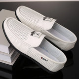 ADVBRIDGE  -  Casual Leather Shoes for Men Spring\summer Hollowed Out New Leather Men's Set Shoe Light Soft Flat Bottomed Mens Leather Shoes