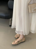 ADVBRIDGE  -  Embroidery Mesh Breathable Flats Women Flower Design Mules Sandals Light Comfort Soft Bottom Ballet Flat Shoes Casual Beach Shoe